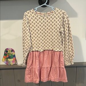 Mini Boden Cream and Pink Floral Kids Dress